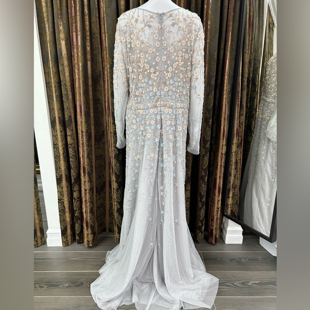 MAC DUGGAL V NECK  SEQUIN LONG DRESS